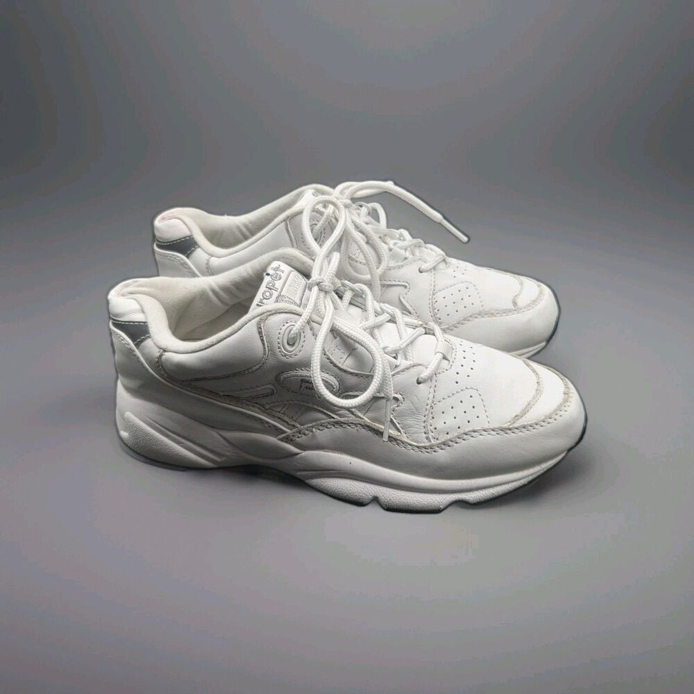 Propet Womens Stability Walker Sneakers Size 8 White Leather Lace Up Walk Shoes
